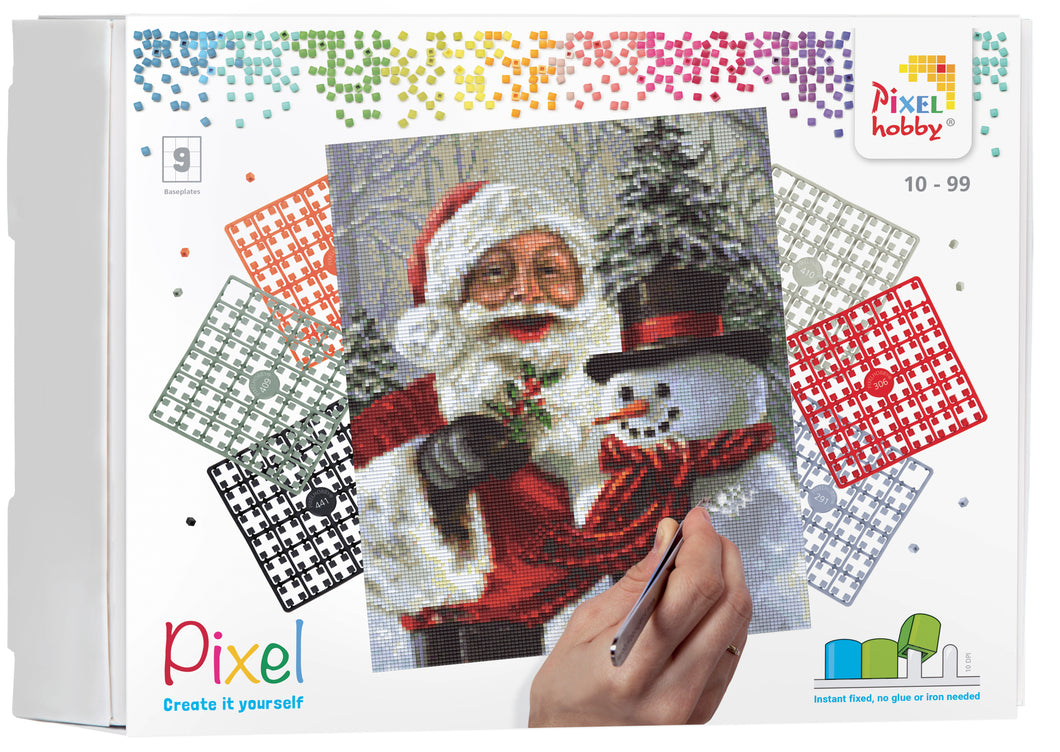 Pixel-Kit | Weihnachtsmann & Schneemann (9 Grundplatten)
