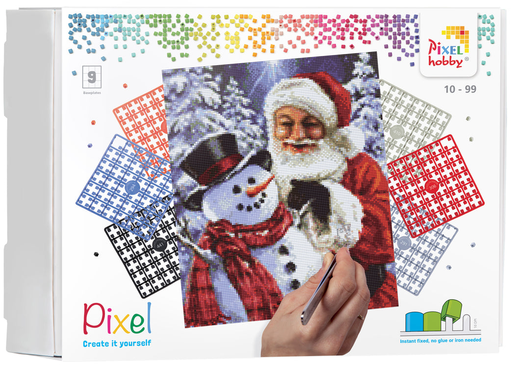 Pixel-Kit | Weihnachtsmann & Schneemann (9 Grundplatten)
